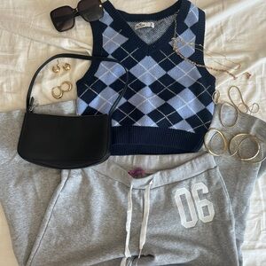 Hollister Blue Argyle Knit Vest